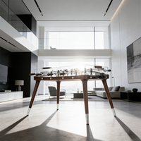 Table de baby-foot moderne en verre trempé - 8 tiges, table de jeu de football d'intérieur avec cadre en MDF en bois massif, pieds en acier inoxydable, personnalisable