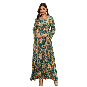 chinese dress ladies Aqua Blue Arabic Jalabiya with Intricate Crystal Design