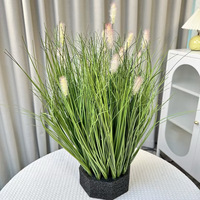 Plante artificielle en pot en plastique à poils verts pour décoration de jardin et intérieur, roseau artificiel