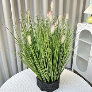 Plante artificielle en pot en plastique à poils verts pour décoration de jardin et intérieur, roseau artificiel - Product Image 2