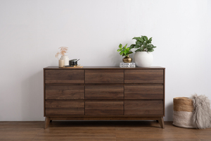 ตู้ไซด์บอร์ดสีโกโก้วอลนัท รุ่น HIRADO ขนาด 1.5 เมตร ขาไม้จริง ตู้บุฟเฟ่ต์ขนาดใหญ่ สำหรับห้องนอนใหญ่สไตล์โมเดิร์นและห้องรับประทานอาหาร - Product Image 6