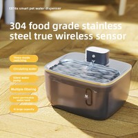 Fontaine à eau intelligente sans fil pour animaux de compagnie, grande capacité 4L, en acier inoxydable et plastique, étanche, avec fenêtre de visualisation et distribution automatique d'eau
