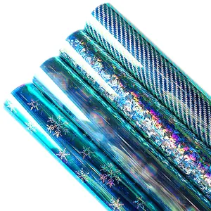 Tecido de vinil para sacos de costura, tecido transparente colorido de PVC para vestidos e decoração com laço, 0.4 mm, luz azul e transparente