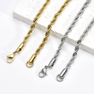Collar de Acero Inoxidable 316L Antideslustre, Chapado en Oro de 14k y 18k, Chapado en Plata de Ley, Cadena de Cuerda de 6 mm para Hombre y Mujer - Product Image 2