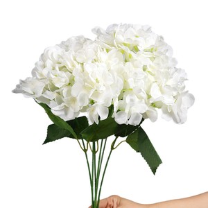 Fleurs d'hortensia artificielles blanc laiteux, plante entière, pétales en PVC, décorations ornementales - Product Image 5