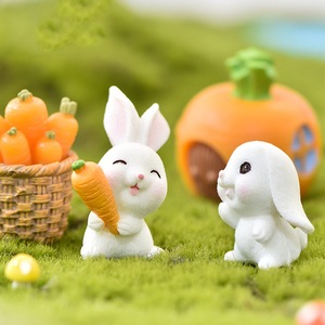 Figuras de Conejo en Resina, Miniaturas de Animales, Conejito con Zanahoria, Adornos para Decoración de Paisajes, Accesorios para Manualidades - Product Image 2
