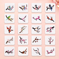 Patch brodé motif oiseau et fleur de prunier, thermocollant ou à coudre, pour vêtements, jeans, vestes, sacs, décoration DIY
