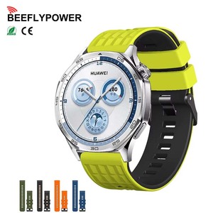 BEEFLYPOWER Nouveau <span class=keywords><strong>bracelet</strong></span> en silicone bicolore à motif angulaire de 22 mm pour <span class=keywords><strong>Huawei</strong></span> GT 5/4/3/2 <span class=keywords><strong>Pro</strong></span> 46 mm, <span class=keywords><strong>bracelet</strong></span> de remplacement - Product Image 1