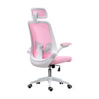 Chaise de bureau ergonomique moderne avec appui-tête réglable, accoudoirs mobiles, dossier haut, en maille grise, pivotante, prix compétitif
