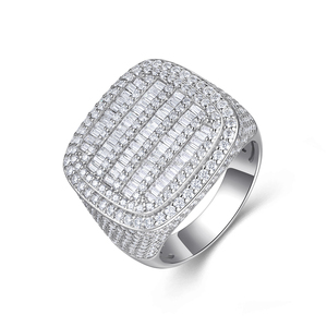 Hip Hop Iced 925 Silver VVS Moissanite GRA Rapper <span class=keywords><strong>Tester</strong></span> 5 Rows Dazzling Sparkly <span class=keywords><strong>Eternity</strong></span> Band Ring para hombres Pass Diamond <span class=keywords><strong>Tester</strong></span> - Product Image 3