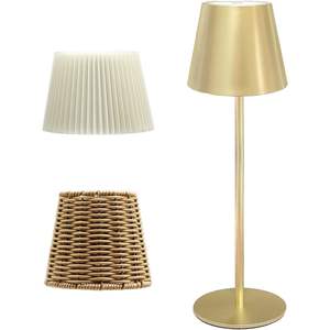 Lampada da Tavolo Antela LED Ricaricabile Portatile Dimmerabile Touch 3000K 4000K 5000K Paralume Dorato 11x11x36 Cm - Product Image 1