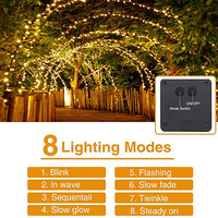 Guirlandes lumineuses solaires en fil de cuivre blanc chaud, étanches pour l'extérieur, lumières LED féériques pour la décoration du jardin, du patio, de Noël