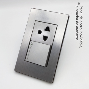 Original Manufacture Stainless Steel Panel 1 Gang 1 Way 2 Way <strong>Electrical</strong> Light <strong>Switch</strong> and 3 Pin Power Socket - Product Image 4