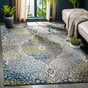 中国メーカーエリア敷物カスタムアイボリーピーコックブルー花柄メダリオンカーセット - Product Image 3