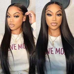 Pre Bleached Knots Brazilian Hair 13x4 Lace Front Wig Straight HD Lace Wig Pre-cut Glueless Wig Human Hair