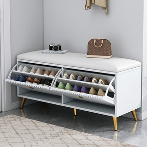 Best Quality <strong>White</strong> <strong>Shoe</strong> Cabinet <strong>Storage</strong> Rustic Wooden Tipping Bucket <strong>Shoe</strong> Cabinet with Stool - Product Image 3