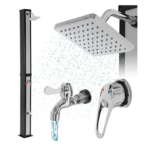 <span class=keywords><strong>Douche</strong></span> <span class=keywords><strong>solaire</strong></span> extérieure 40L en acier inoxydable avec corps en PVC de conception nouvelle, couleur argent, pour <span class=keywords><strong>piscine</strong></span> et jardin - Product Image 1
