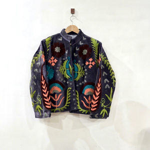 Wholesale Women Fashion Velvet Jacket Hand Embroidered <b>Vintage</b> Ethnic Boho Open Front Coat Short <b>Button</b> Up Winter Outerwear - Product Image 1