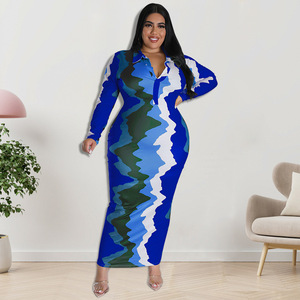 218251 Abbigliamento autunnale da donna taglie forti europeo <span class=keywords><strong>e</strong></span> americano all'ingrosso: vestito con colletto <span class=keywords><strong>e</strong></span> apertura frontale direttamente dal produttore - Product Image 6