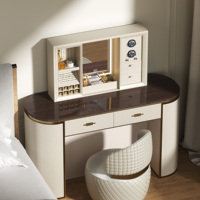 Table de maquillage électrique moderne pour intérieur avec miroir LED et remontoir de montres, bureau de maquillage intelligent à élévation automatique avec rangement