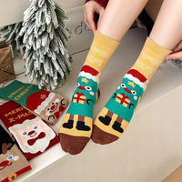Nouvelles chaussettes tricotées pour femmes automne/hiver, motif dessin animé mignon de Noël, respirantes et anti-humidité, vente en gros transfrontalière