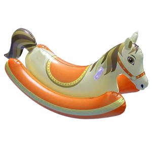 Juguete de caballo inflable de tamaño personalizado de PVC naranja de bajo precio para piscina de tierra interior y exterior - Product Image 1
