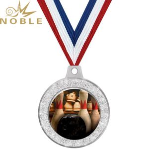 Medalla de bolos nobles con bolos-Premio deportivo de cinta impresa para competiciones - Product Image 4