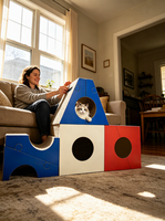 Lit grattoir pour chat en carton ondulé haute densité écologique avec boule en métal et jouet en velcro