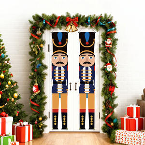 30*180ซม. โพลีเอสเตอร์ + PVC แคร็กเกอร์ประตูต้นคริสต์มาสพร้อมก้านแขวนสำหรับตกแต่งธีมวันหยุด - Product Image 4