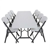 Ensemble de table et chaises pliantes en plastique blanc de haute qualité, durables, portables et légères, pour 6 à 8 personnes, idéal pour les événements en villa ou au jardin