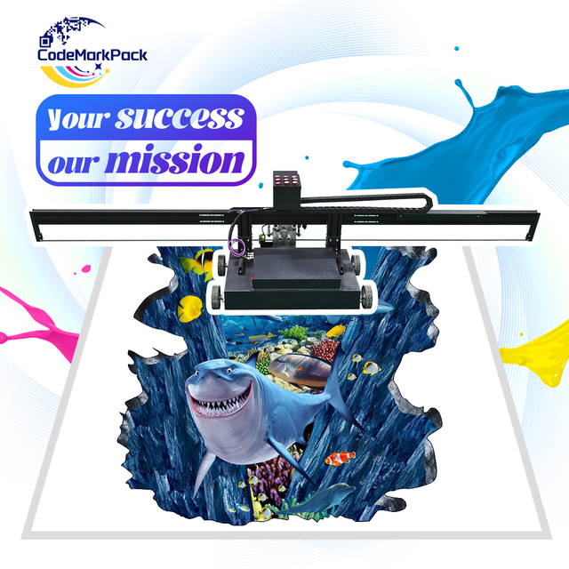 2024 New Wall Floor Printer With Wheels Rails Double Heads 2-in-1 Wall Floor Printing Machine 3d Wall and Floor Printer