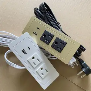 USA Canada type-c USB with type c TR power outlets strip sockets for table top desktop furnishing