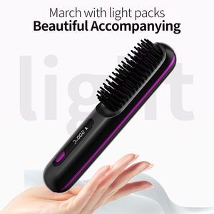 Nouvelle <span class=keywords><strong>brosse</strong></span> lissante électrique sans fil portable à ions négatifs chauffée au céramique, rechargeable par USB, avec écran LCD - Product Image 4