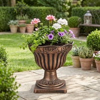 Vas Pedestal Plastik Antik Rustic, Pot Tanaman Klasik Gaya Vintage, Pot Bunga Taman