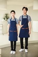 Tablier en toile polyester-coton à bretelles croisées, design unisexe, pour la détection des aiguilles, uniforme de travail pour le personnel de restaurant et de bar