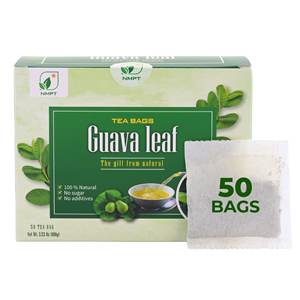 Thé aux feuilles de guava et de lotus séchées mélangées de qualité supérieure sans gluten, sans produits laitiers, sans sucre, sans NMPT, aide à maintenir la silhouette, 50 sachets - Product Image 1