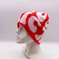 Logo personnalisé, design gratuit, bonnet en jacquard rose mignon, style féminin tendance