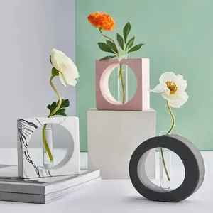 Tüp çiçek yetiştiriciliği vazo kalıp Diy hidroponik vazo silikon kalıp mermer çimento sıva vazo oturma odası dekorasyon için