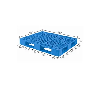 พาเลทพลาสติกวางซ้อนกันได้สำหรับงานหนักแบบใช้แล้วทิ้งทำจาก HDPE 1200X1000มม. สีดำ