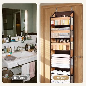 Organizador para colgar sobre la puerta de 5 niveles con ventanas transparentes para baño, cocina y dormitorio - Product Image 4