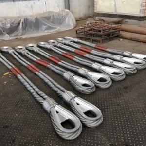 単一レッグシンブルアイ付き鋼線ロープスリング、亜鉛メッキ表面、6X37構造、安全な吊り上げ用 - Product Image 5