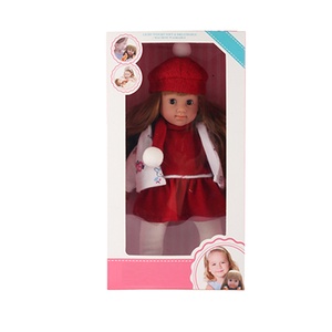 15 Inch Lifelike Baby Silicone Reborn <strong>Dolls</strong> Toy Girl Movable Child Play Red Hat, Skirt, Scarf, White Coat Clothes <strong>Blinking</strong> <strong>Eyes</strong> - Product Image 1