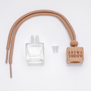 Deodoranti per auto di fabbrica 8ML Mini vetro trasparente profumato bottiglia diffusore Aroma ciondolo aromaterapia con tappo di legno - Product Image 3