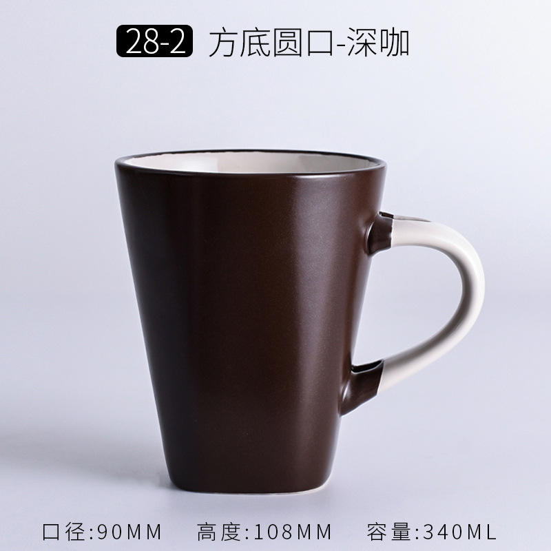 ก้นเหลี่ยม ปากกลม สีน้ำตาลเข้ม