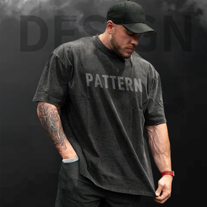 Áo thun cotton chấ<span class=keywords><strong>t</strong></span> lượng cao, size lớn, kiểu dáng rộng, tay áo trễ vai, phong cách đường phố, in logo <span class=keywords><strong>t</strong></span>ùy chỉnh, thiế<span class=keywords><strong>t</strong></span> kế trơn dành cho nam - Product Image 3