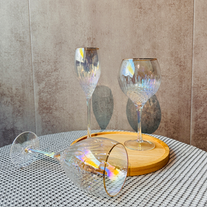 Flûtes à <span class=keywords><strong>champagne</strong></span> en cristal irisé de luxe Raymond Wholesale, bord doré, verre taillé, pour mariage, fête, hôtel, banquet - Product Image 5