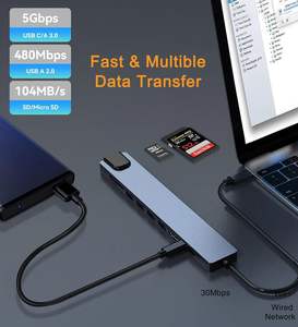 Station d'accueil 8 en 1 avec <span class=keywords><strong>HDMI</strong></span> 4K, Ethernet RJ45 100M BPS, PD 100W, Hub <span class=keywords><strong>USB</strong></span> C, <span class=keywords><strong>adaptateur</strong></span> Ethernet <span class=keywords><strong>HDMI</strong></span> pour MacBook, Huawei - Product Image 3