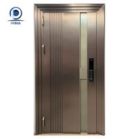 Conjunto de Entrada Principal Prima Villa - Puerta Doble Comercial de Acero Inoxidable y Fibra de Vidrio con Luz Lateral para Uso en Hoteles, Exteriores y Apartamentos