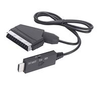 Adaptador Compuesto Portátil 1080p con Cable de Alimentación USB, Convertidor PAL/NTSC SCART a HDMI para TV STB/DVR VCR para HDTV