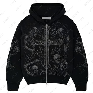 Vente en gros de sweats à capuche unisexes en coton 100% vintage, col rond, tricotés, avec logo imprimé sur le devant, style libre, manches longues, coupe classique, été - Product Image 2